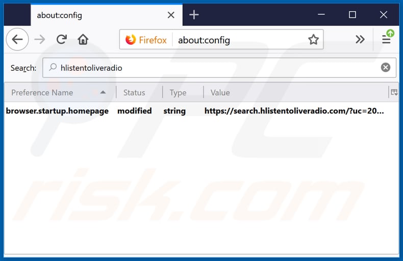 Removing search.hlistentoliveradio.com from Mozilla Firefox default search engine