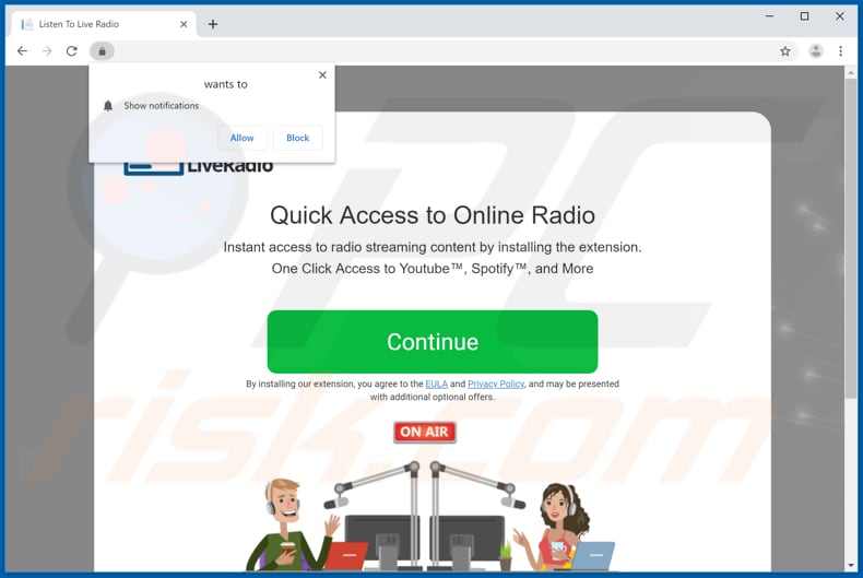 Website used to promote Listen To Live Radio browser hijacker