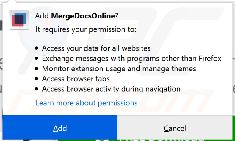 MergeDocsOnline asking for permissions (Firefox)