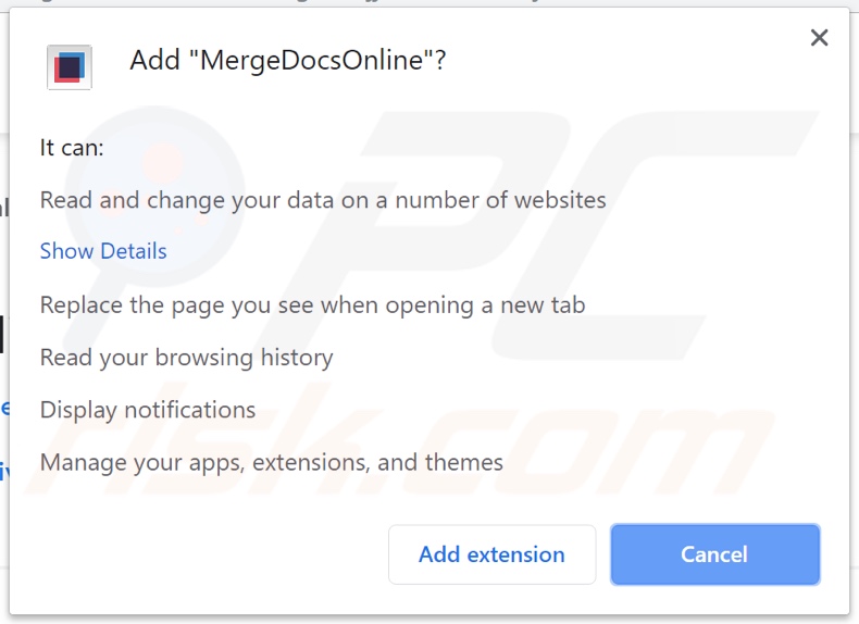 MergeDocsOnline asking for permissions (Google Chrome)