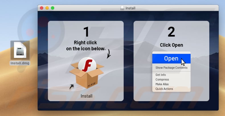 fake installer of Adobe Flash Player that gets downloaded from mob1ledev1ces.com