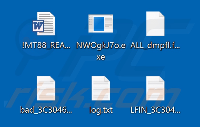 MT88 ransomware files dropped onto the desktop
