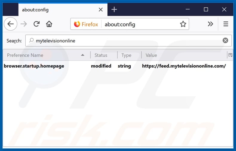 Removing feed.mytelevisiononline.com from Mozilla Firefox default search engine