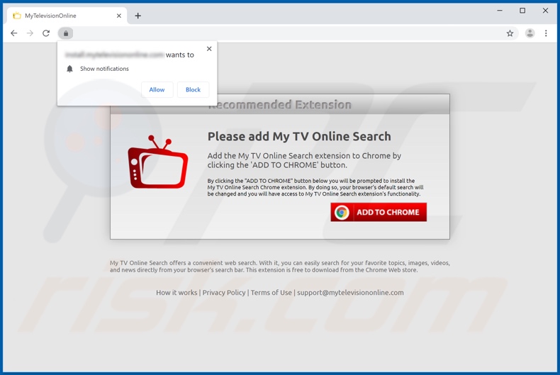 Website used to promote MyTelevisionOnline Search browser hijacker