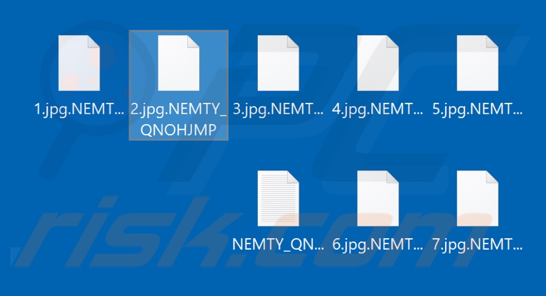 Files encrypted by NEMTY 2.3 REVENGE ransomware (.NEMTY_QNOHJMP extension)