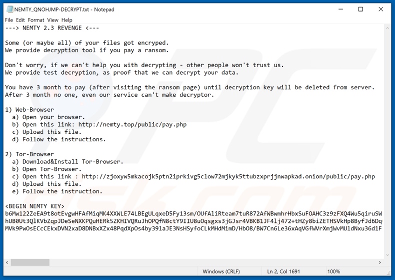 NEMTY 2.3 REVENGE decrypt instructions (NEMTY_QNOHJMP-DECRYPT.txt)