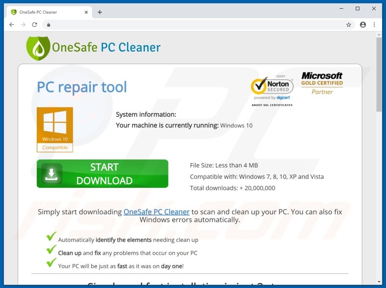 OneSafe PC Cleaner application