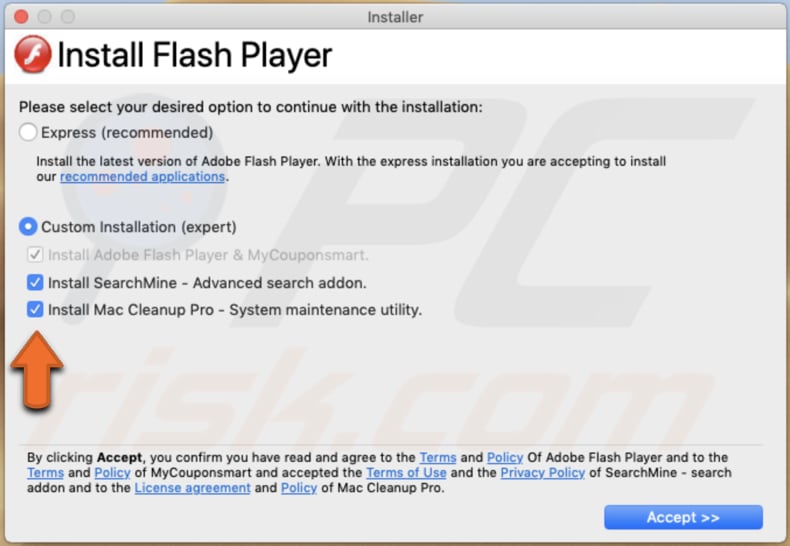fake flash installer promotes unwanted software