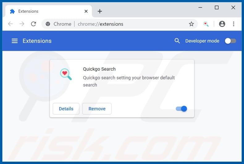 Removing quickgosearch.com related Google Chrome extensions