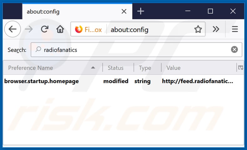 Removing feed.radiofanatics.com from Mozilla Firefox default search engine