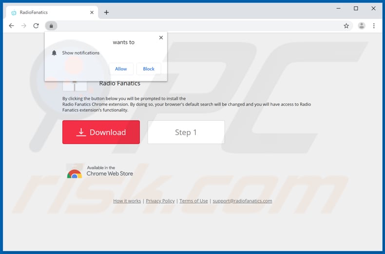 Website used to promote Radio Fanatics Search browser hijacker