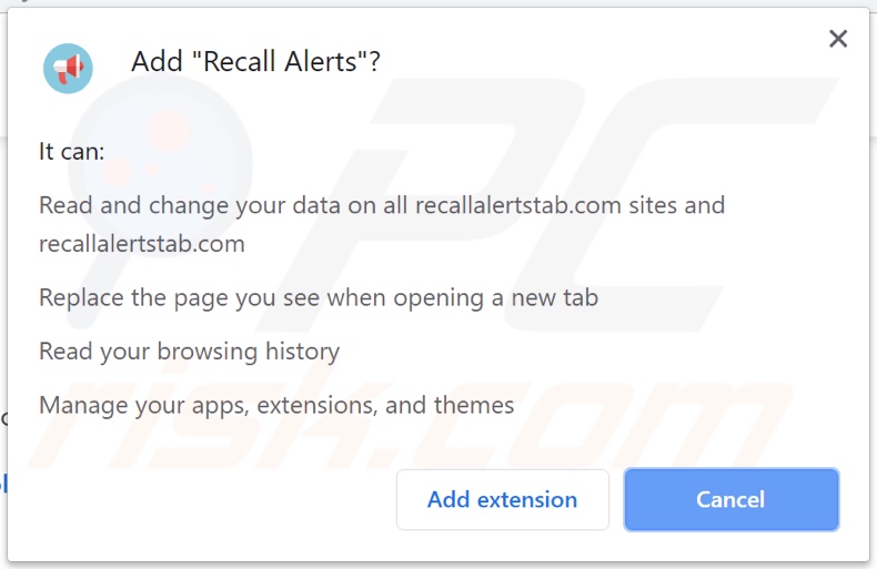 Recall Alerts asking for permissions
