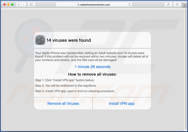 safeiphoneconnection[.]com scam page 2