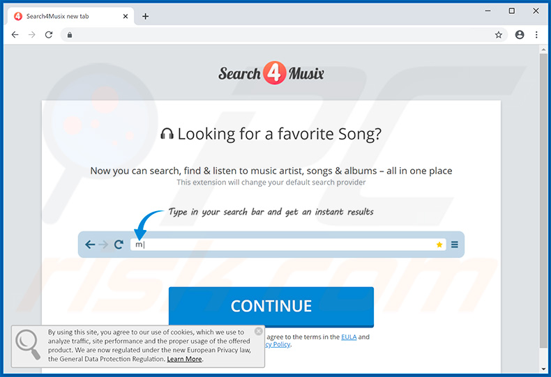 Search4Musix browser hijacker promoting website (sample 2)