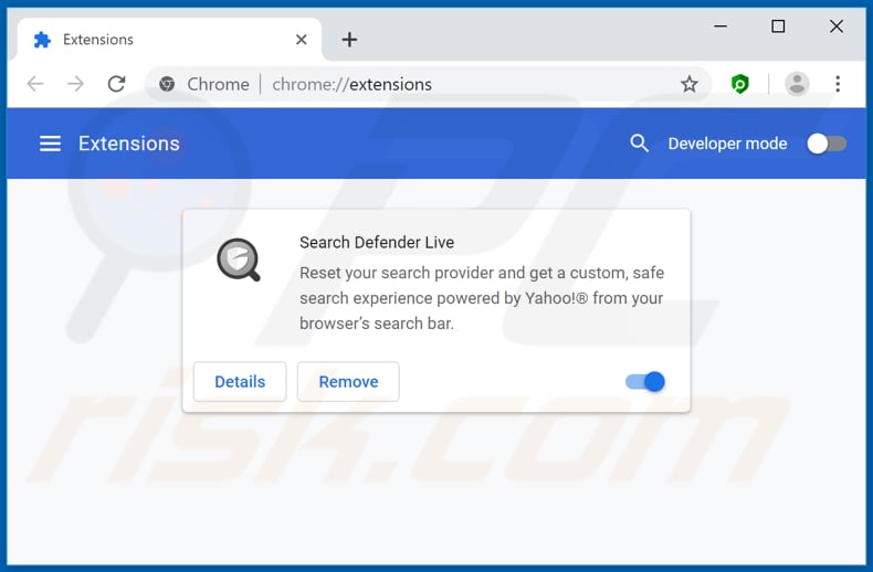 Removing searchdefenderlive.com related Google Chrome extensions