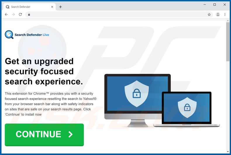 Website used to promote Search Defender Live browser hijacker