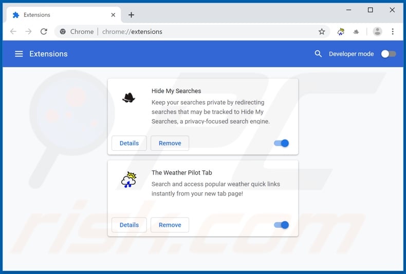 Removing search.stheweatherpilot.com related Google Chrome extensions