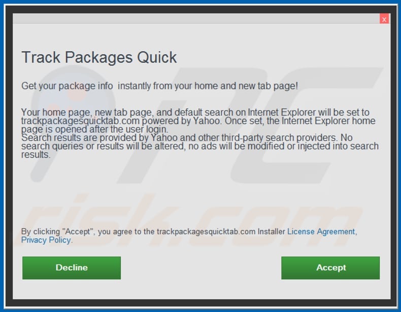 Official Track Packages Quick browser hijacker installation setup