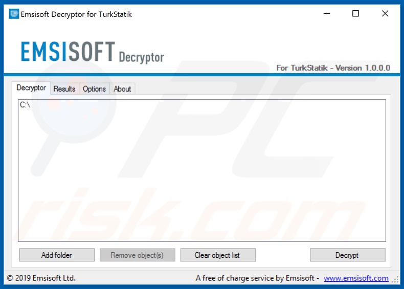 Decryptor for TurkStatik ransomware