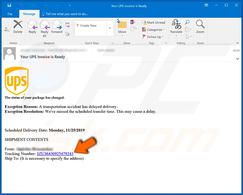 UPS email spam campaign spreading Emotet