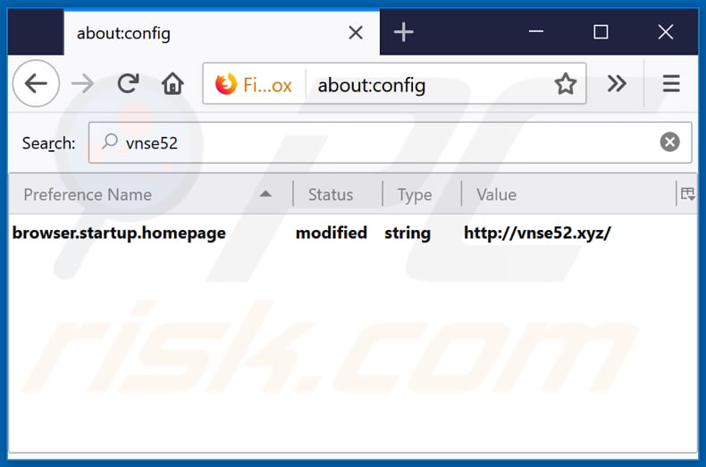 Removing vnse52.xyz from Mozilla Firefox default search engine