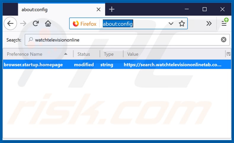 Removing search.watchtelevisiononlinetab.com from Mozilla Firefox default search engine