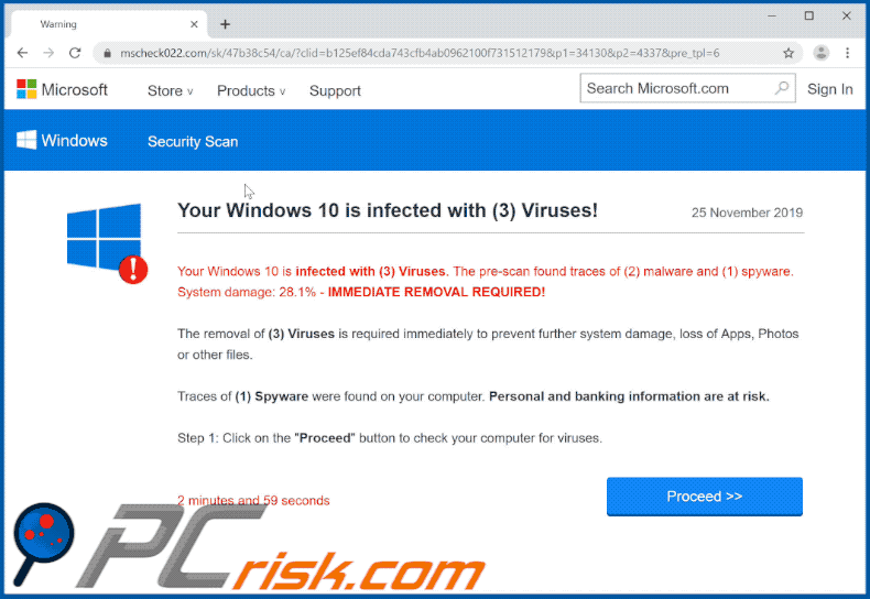 Your Windows 10 Is Infected With 3 Viruses updated variant appearance (GIF)