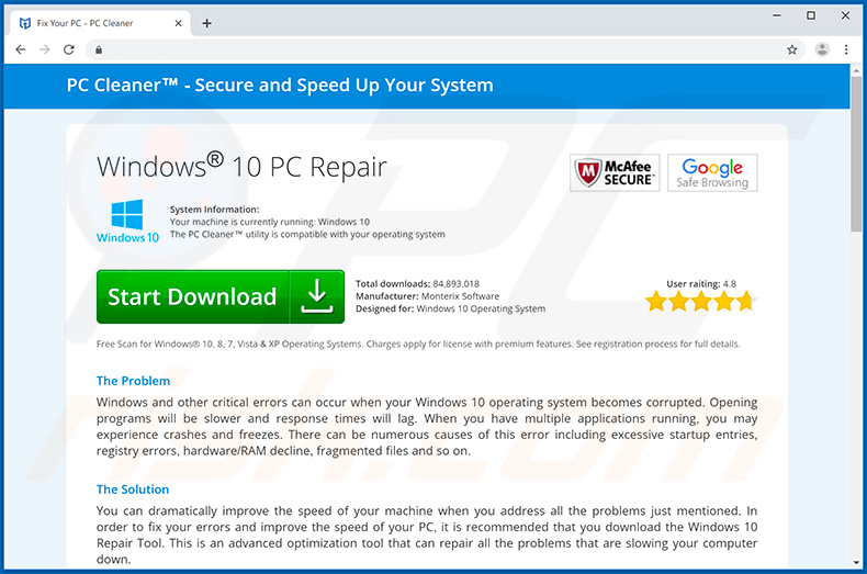 PC Cleaner download page