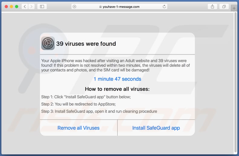 youhave-1-message.com encourages to install SafeGuard