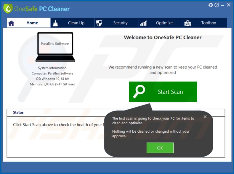 OneSafe PC Cleaner potentially unwanted application