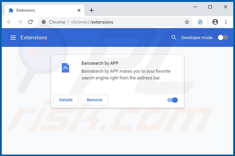 Removing barosearch.com related Google Chrome extensions