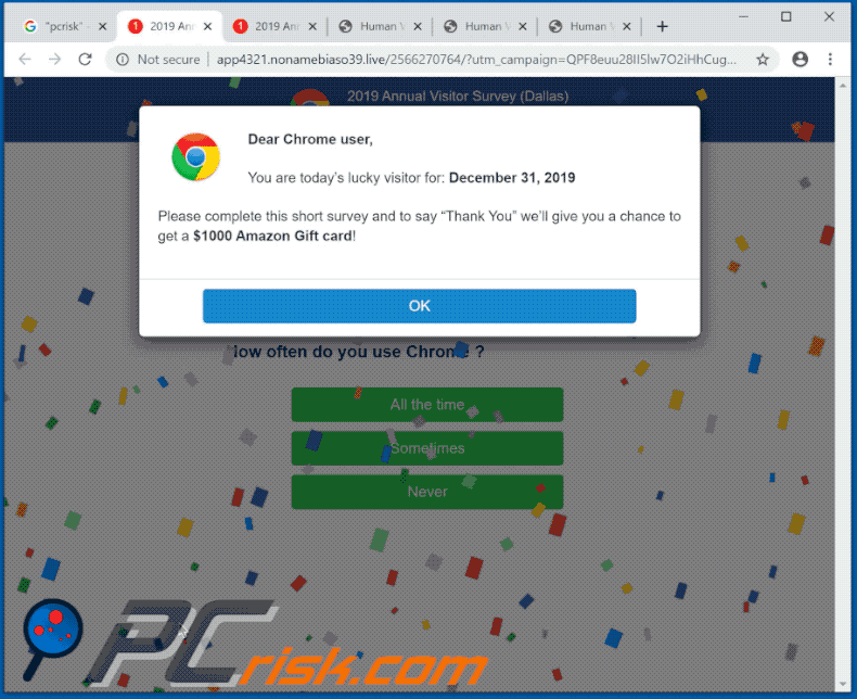 Another variant of Dear Chrome User, Congratulations! scam