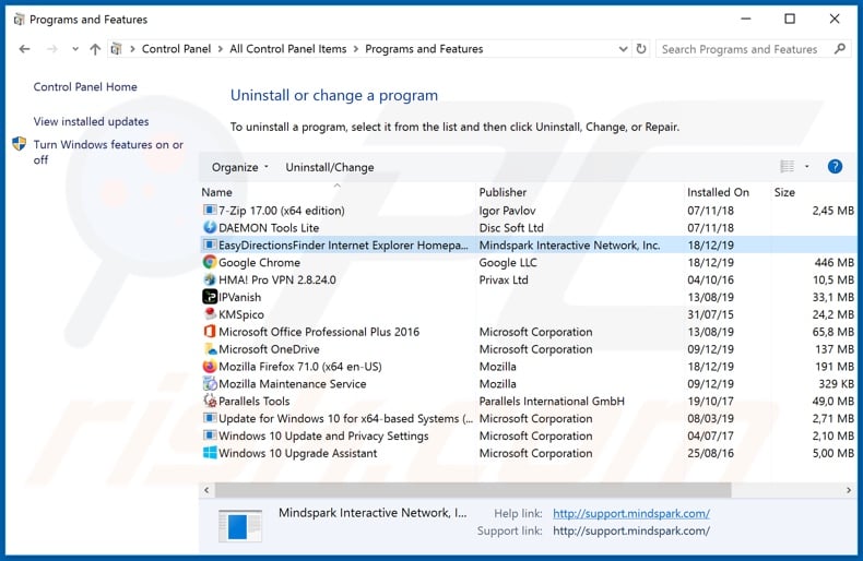 hp.myway.com browser hijacker uninstall via Control Panel