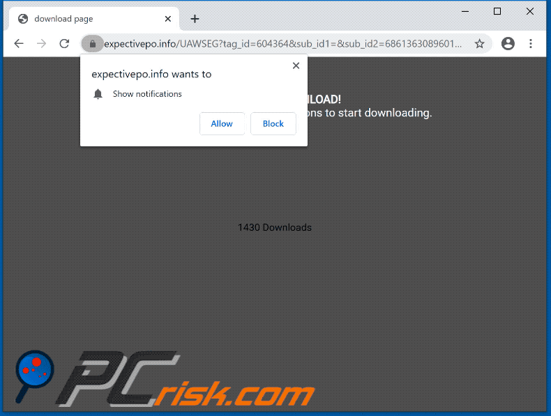 expectivepo[.]info website appearance (GIF)