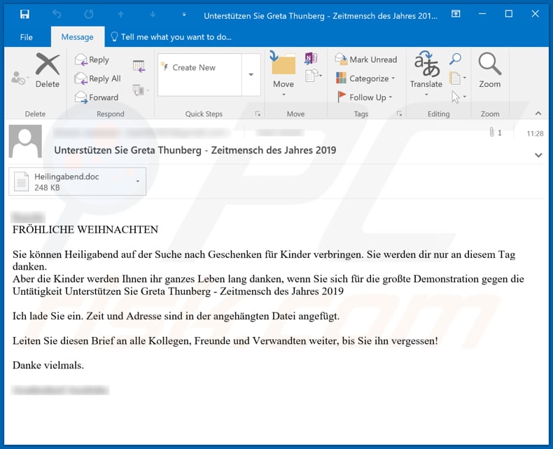 greta thunberg email virus german variant