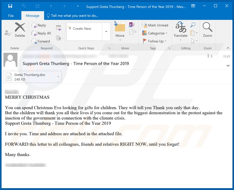 Greta Thunberg Email Virus