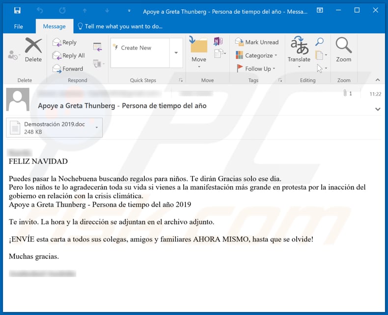 greta thunberg email virus spanish variant