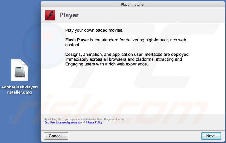 fake Adobe Flash Player installer from yourfine2upgradesfree.best