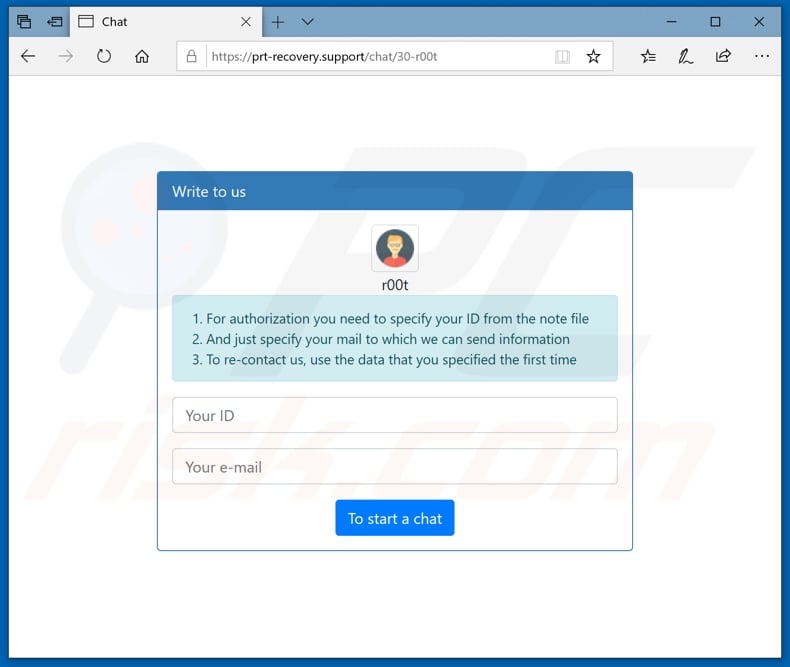 r00t ransomware online chat