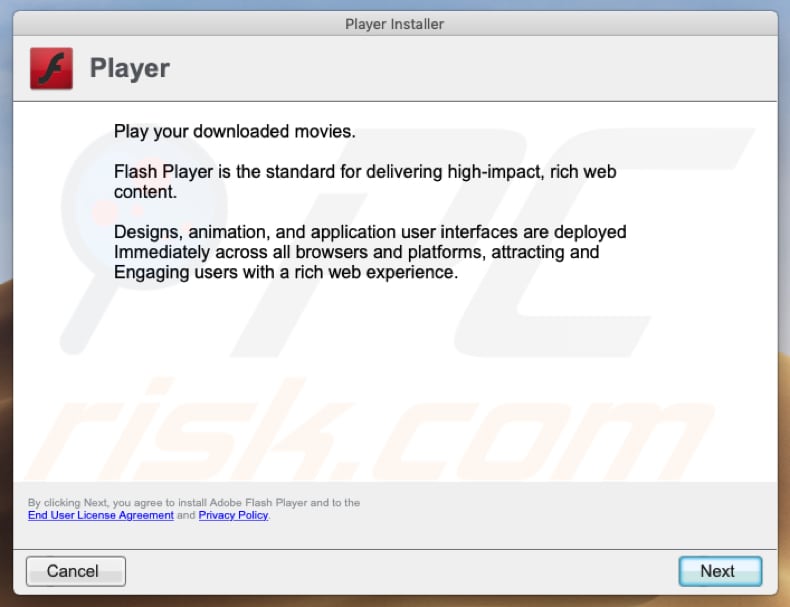fake Adobe Flash Player installer downloaded from startmostoriginalprogram.icu