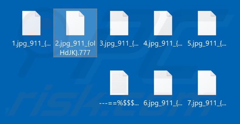 Files encrypted by .777 (njkwe RaaS) ransomware (.777 extension)