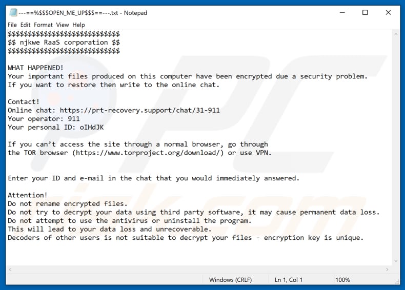 .777 (njkwe RaaS) decrypt instructions (---==%$$$OPEN_ME_UP$$$==---.txt)