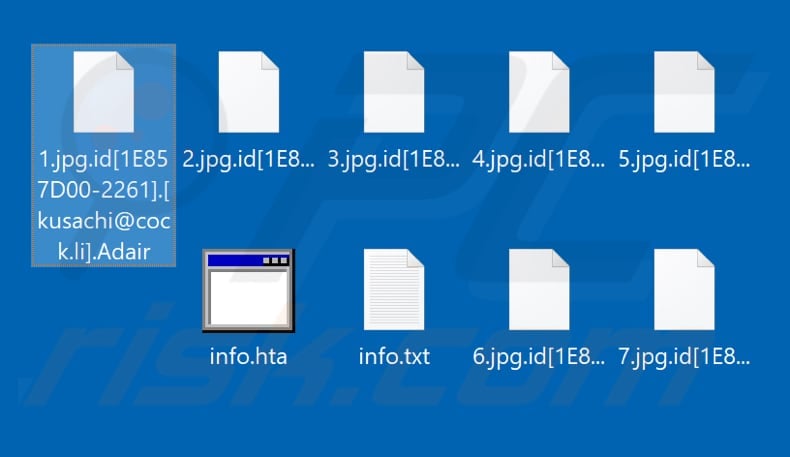 Files encrypted by Adair ransomware (.Adair extension)