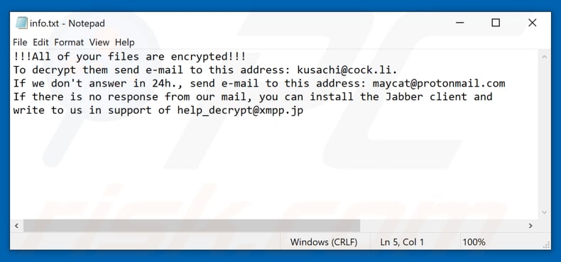 Adair ransomware text file (info.txt)