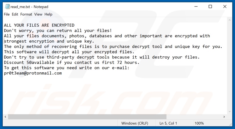Adhubllka ransomware ransom note (read_me.txt)