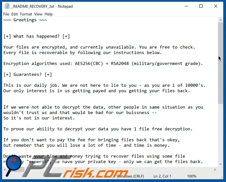 Afrodita ransomware pop-up gif