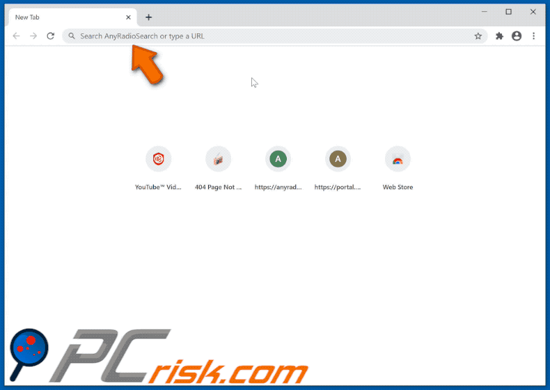 AnyRadioSearch browser hijacker appearance GIF