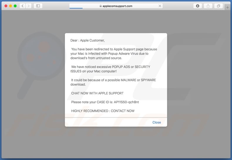 applecomsupport[.]com scam