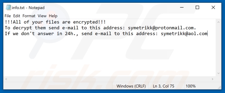 Bablo ransomware text file (info.txt)