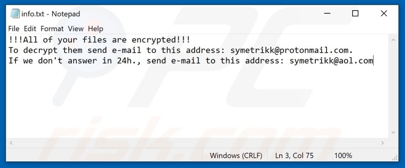 Bablo ransomware text file (info.txt)